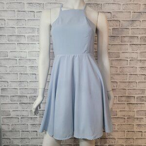 Lulus Call to Charms Light Blue Skater Summer Dress Size Medium